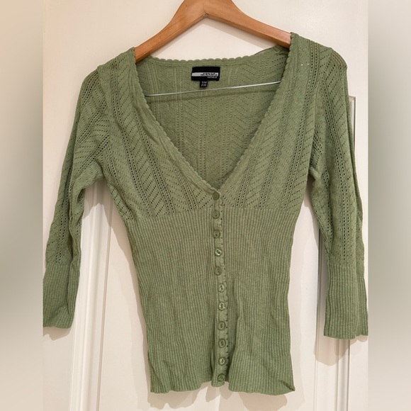 Costa Blanca Sweaters - Costa Blanca Olive Cardigan Sweater